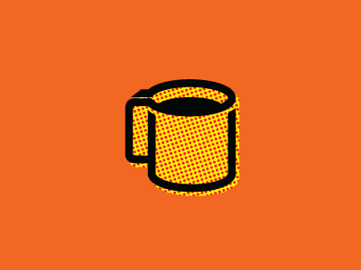 Cup o' Joe black coffee cup halftone illustration mug orange vector yellow