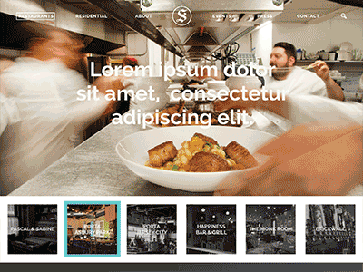 Restaurant group site interface options portfolio responsive restaurant ui visual design website