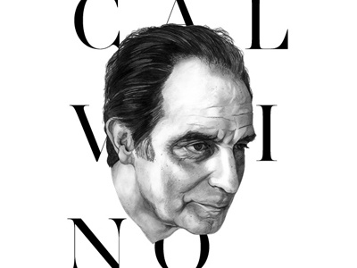 Calvino black book cover didot drawing illustration typography white
