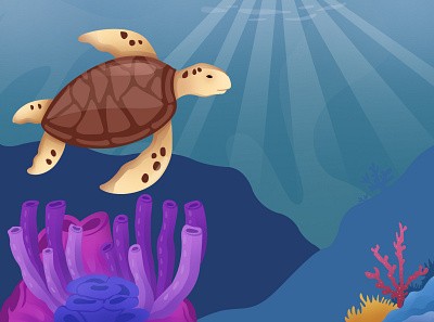 turtle in the sea animation art branding design fla graphic design icon illustration motion graphics sea turtle vector