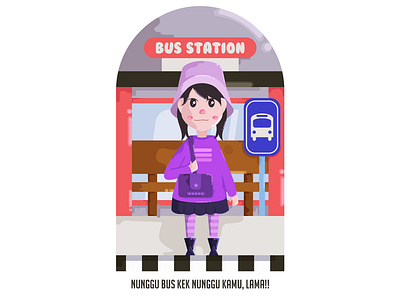 Hanna Waiting Bus acp.stds animation art artwork branding bus childrenillustration colorful art cute art design flat flat design icon illustration illustrator minimal teamwork transportation vector web