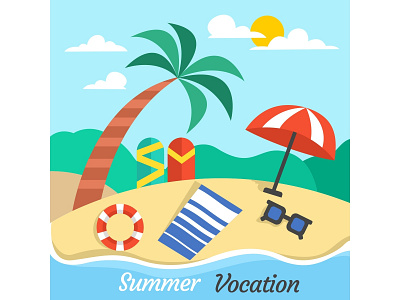 Summer Vocation acp.stds animation art artwork colorful art cute art design flat flat desig icon illustration illustrator landscape minimal potrait summer vector vocation