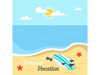 Summer Vocation on The Beach acp.stds animation art artwork colorful art cute art design flat flat desig icon illustration illustrator landscape minimal potrait summer vector vocation