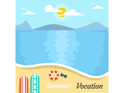 Summer Vocation on The Beach acp.stds animation art artwork beach colorful art cute art design flat flat desig holiday icon illustration illustrator landscape minimal potrait summer vector vocation