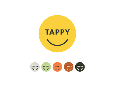 Tappy logo app logo branding color scheme flat illustration logo smiley face smiling logo tappy variations vector