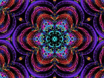 Psychedelic corpse flower kaleidoscope digital illustration iornament sketch