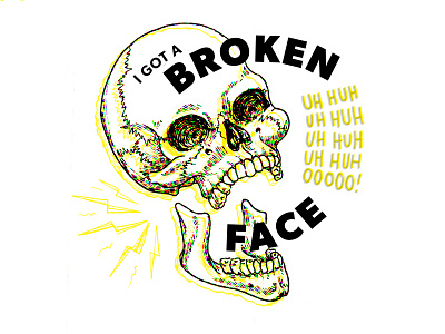 Broken face bones illustration punk skull the pixies