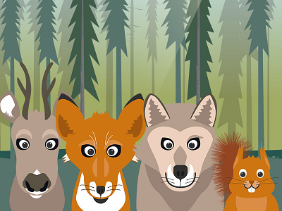 Forest Animals abstract animal cartoon illustration