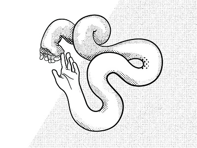 Noodle arm doodle halftone illustration line art noodley arm sketch