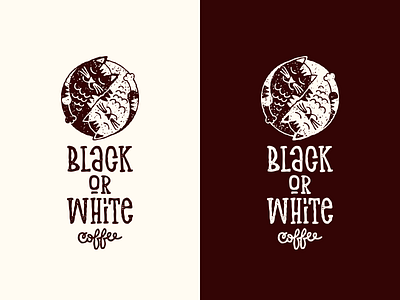 Black Or White cat coffee design illustration lettering logo typography vector yin and yang