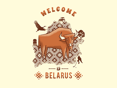 Welcome To Belarus belarus bison design illustration poster print t shirt typography vector zubr