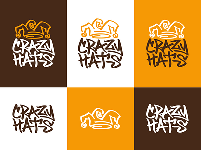 Crazy Hats cap design hat illustration lettering logo typography vector