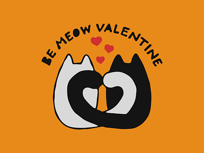 Be Meow Valentine card cats design heart illustration love meow print typography valentine vector