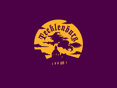 Tecklenburg broom design flight illustration lettering logo town hall typography vector witch