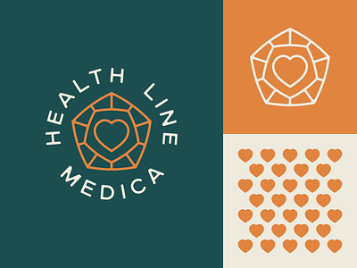 Health Line Medica design diamond heart illustration logo typography vector