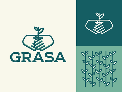 Grasa design hands illustration logo massage sprout typography vector