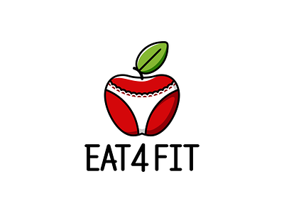 Eat 4 Fit apple design illustration lettering logo typography vector