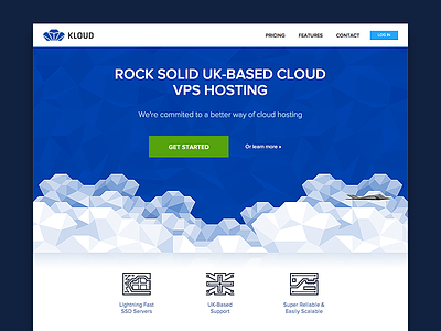 Kloud hosting website aircrafts cloud geometry hanno hosting icons illustration kloud polygonal uk vps web design