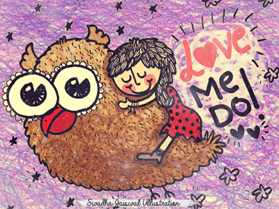 Love! : Daily Ullustration art color crayon cute doodle dream girl illustration love owl scribble sky
