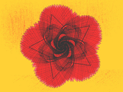 Flower Power flat flower geometric grid grunge illustration red star vector