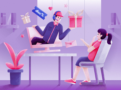 Valentine in business branding business customer service digital flat illustration illustration valentine
