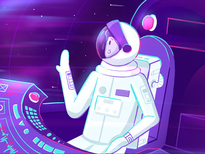 The First Human Space Flight astronaut digital flat illustration galaxy illustration nebula space