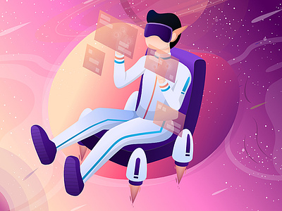 Advanced Technology Services andromeda astronaut blackhole comet design digital flat flat illustration galaxy illustration indonesia landing page meteor milky way planet simple space star technology ui