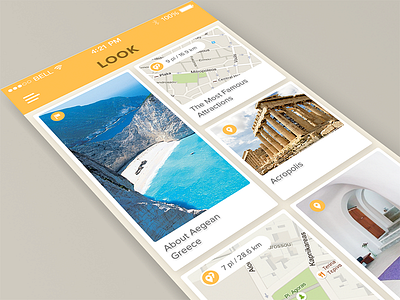 Look app greece location map travel ui yellow