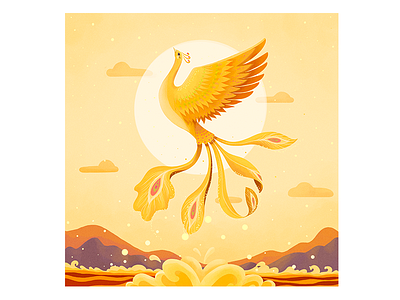 Phoenix graphic illustration ipad logo phoenix procreate ui vector yellow