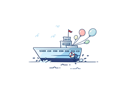 Vacation app balloon blue boat design flag ipad sea ship ui vacation