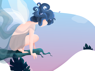 Break the Ice colorful design drawing fairy girl gradient grain illustration leafs magic pixie ui vector wings