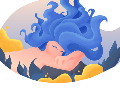 Dreaming Mermaid blue design drawing dreams fantasy girl gradient hair illustration magic vector