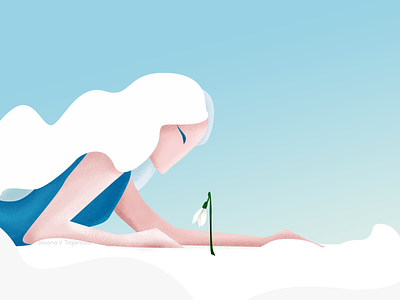 The Messenger art blue design drawing fairy girl gradient illustration magic pixie snowdrop vector white winter