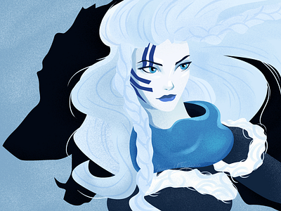 Skadi - The Goddess of Winter art artwork blue cartoon colorful drawing girl grain illustration magic norse norse mythology skadi winter