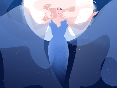 Celestial Tear art blue digitalillustration drawing girl goddess illustration magic moon tears