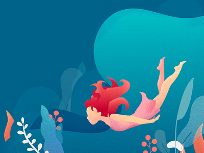 Deep Dive design drawing girl illustration swimming ui