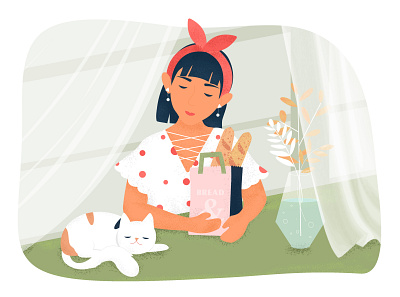 With the cat illustration