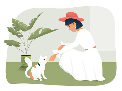 With the cat illustration