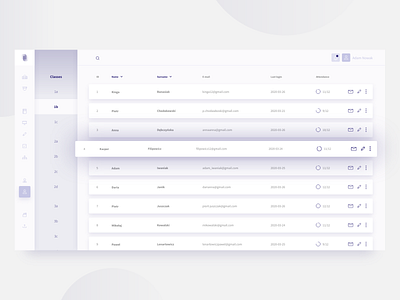 Attendance list attendance dashboard desktop app list school soft ui table ui