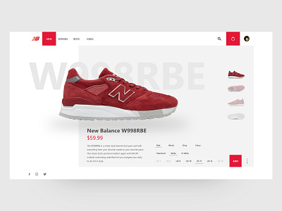New Balance shop - concept concept new balance red redesign shoes shop ui uidesign website