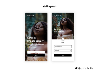 Unsplash App Login Screen 3d adobe xd adobexd adobexduikit app design apple daily design images login signup spotify stock svg ui ui design uidesign unsplash