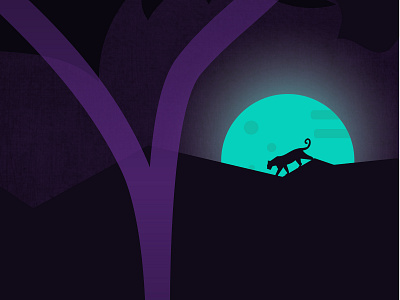 Moon and the spirit adobe illustrator design illustration moon mystery night vector visual art wild wild cat