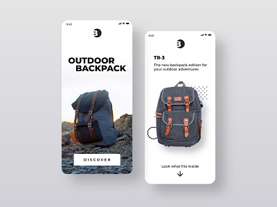 Minimal backpack mobile design app design application clean minimal mobile mobile ui outdoor ui