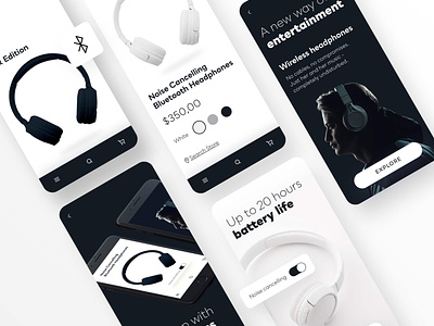 Headphone E-Commerce App UI/UX app application darkdesign ecommerce headphone headphones minimal mobile app mobile ui mobiledesign uidesign uidesigner uiux