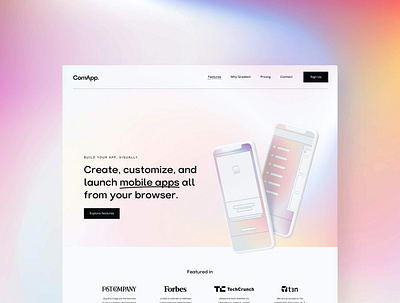 ComApp. Landingpage Webdesign clean design gradient graphic design minimal ui web