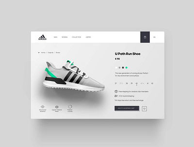 Adidas Sneaker E-Commerce adidas e commerce fonts landingpage minimal sneaker
