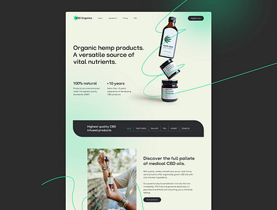 CBD Organic products – Landingpage Concept adobexd cbd interface landingpage product ui uidesign uiux webdesign weed