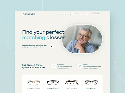 STYLEWEAR – Eyewear & Glasses Webdesign clean eyewear glasses landingpage modern ui webdesign website