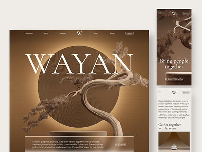 WAYAN Senses - Webdesign Concept landingpage minimal premium product responsive serif typography ui webdesign