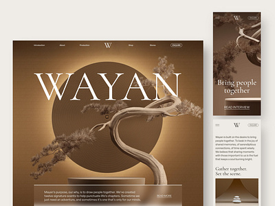 WAYAN Senses - Webdesign Concept landingpage minimal premium product responsive serif typography ui webdesign